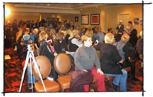 Growing crowd quickly becomes standing room only for press conference ~ photo by Terry Fitch of Wild Horse Freedom Federation